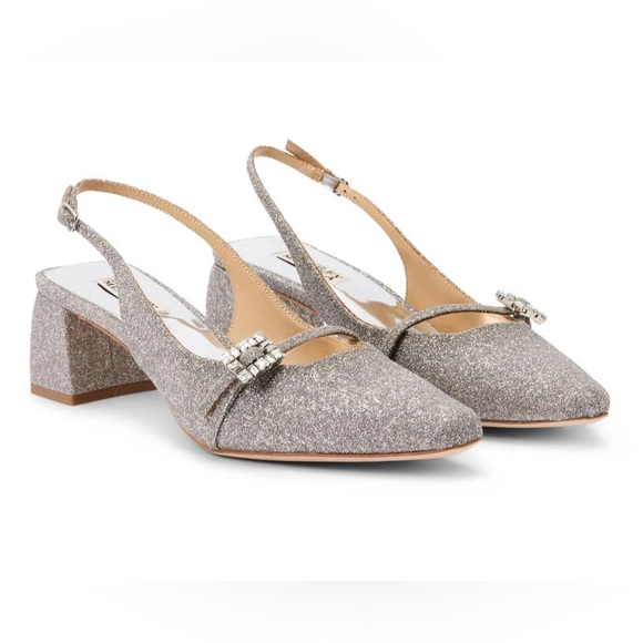 Badgley Mischka Shoes - Badgley Mischka NIB Silver Sparkly Buena Embellished Slingback Pumps